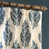 Francesca Grey and Blue Designer Flocked Curtain