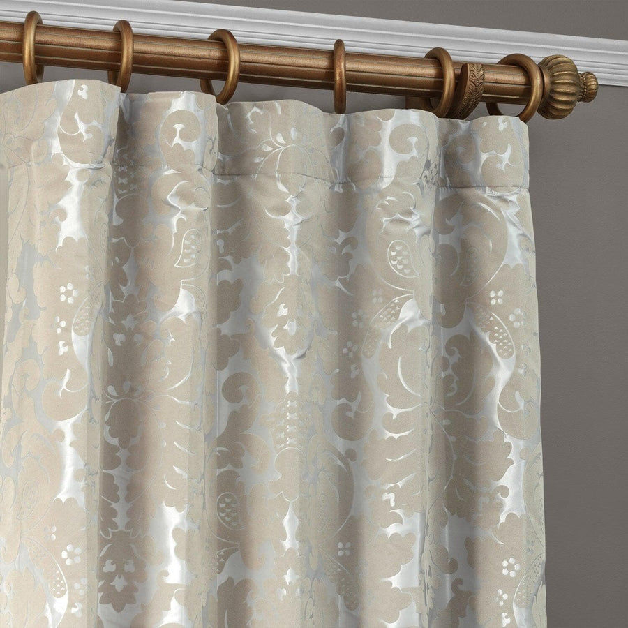 Gwendolyn Grey & Gold Designer Flocked Curtain