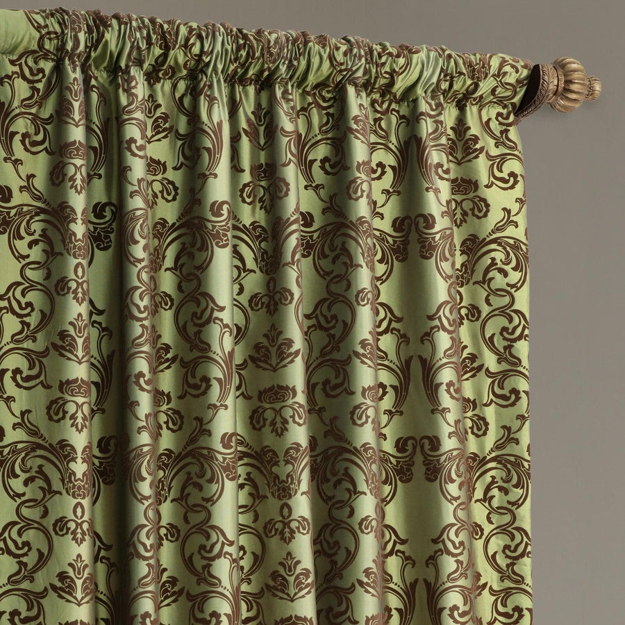 Firenze Green & Brown Designer Flocked Curtain