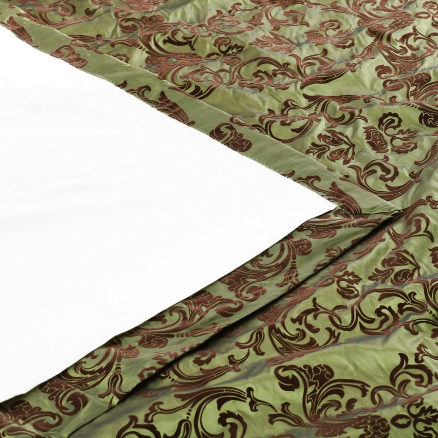 Firenze Green & Brown Designer Flocked Curtain