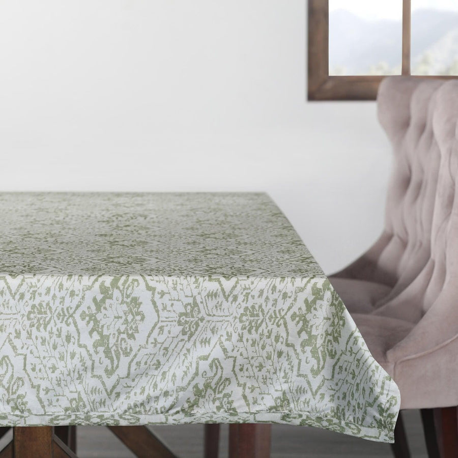 Tabriz Green Designer Faux Silk Taffeta Outdoor Table Cloth - HalfPriceDrapes.com