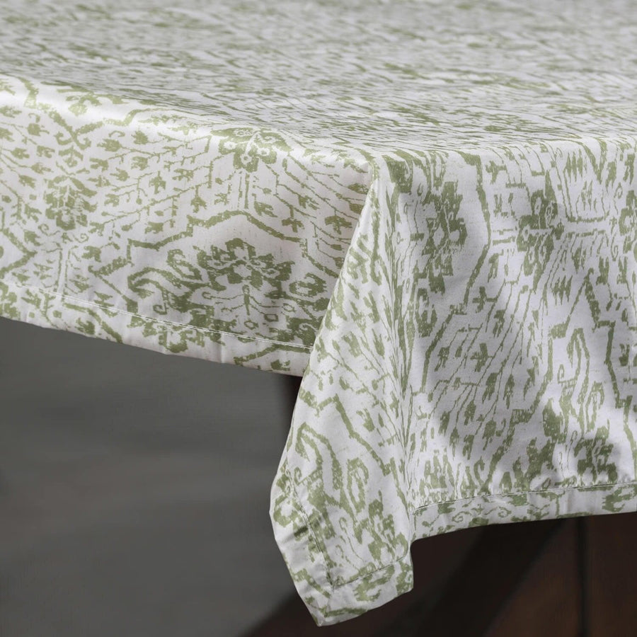 Tabriz Green Designer Faux Silk Taffeta Outdoor Table Cloth - HalfPriceDrapes.com