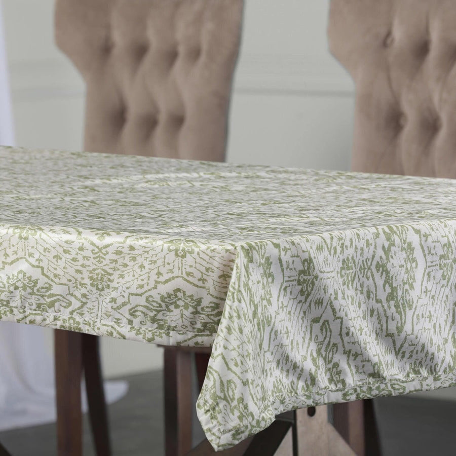 Tabriz Green Designer Faux Silk Taffeta Outdoor Table Cloth - HalfPriceDrapes.com