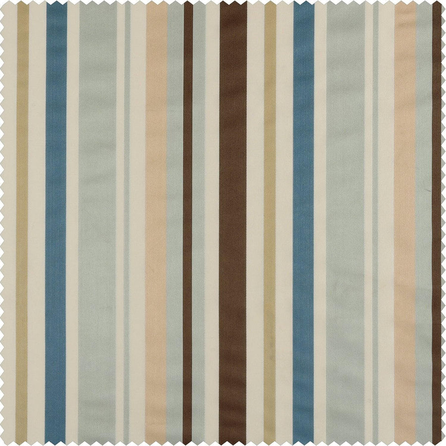 Woodcroft Gold & Blue Designer Striped Faux Silk Swatch - HalfPriceDrapes.com