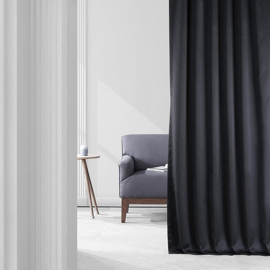 Raven Black Performance Woven Hotel Blackout Curtain Pair (2 Panels)