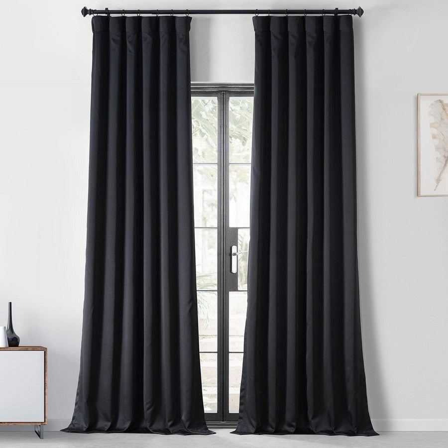 Raven Black Performance Woven Hotel Blackout Curtain Pair (2 Panels)