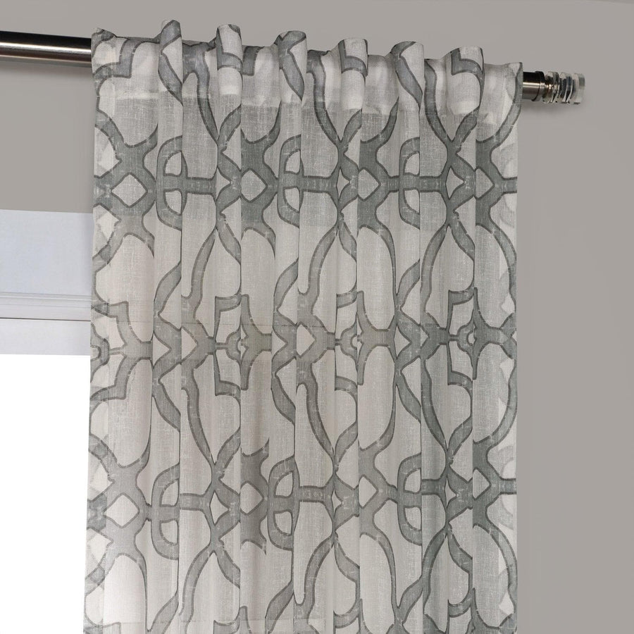 SeaGlass Grey Printed Sheer Curtain