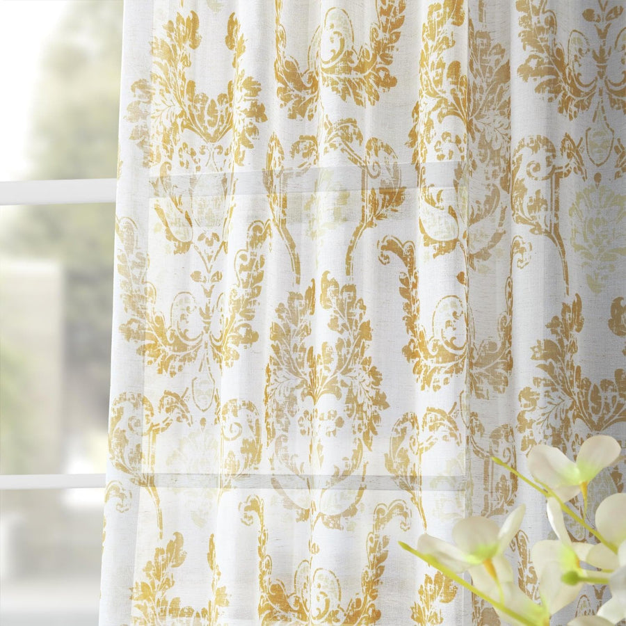 Terrace Gold Printed Sheer Curtain