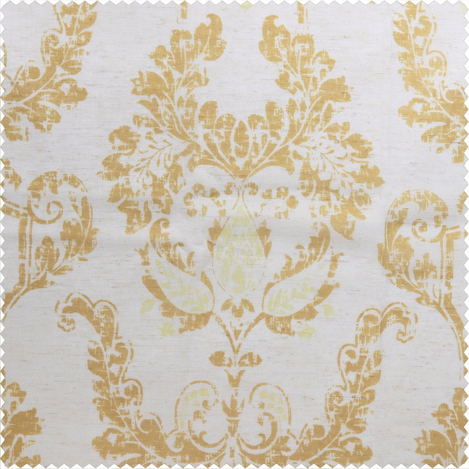 Terrace Gold Damask Printed Polyester Sheer Curtain