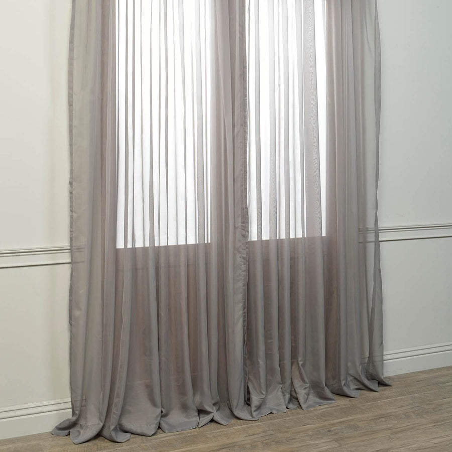 Solid Grey Extra Wide Voile Sheer Curtain - HalfPriceDrapes.com