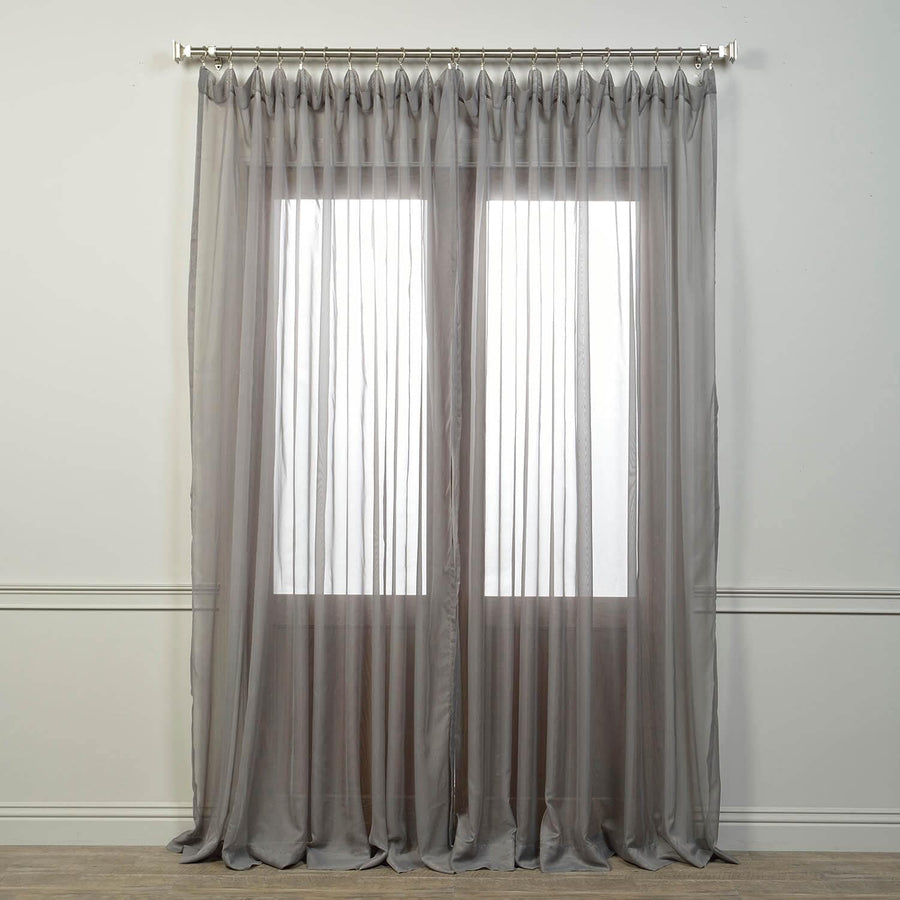 Solid Grey Extra Wide Voile Sheer Curtain - HalfPriceDrapes.com