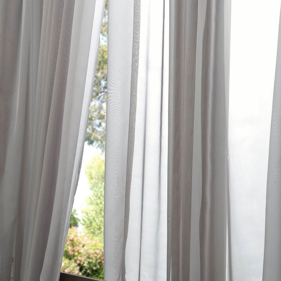 Solid Grey Extra Wide Voile Sheer Curtain - HalfPriceDrapes.com