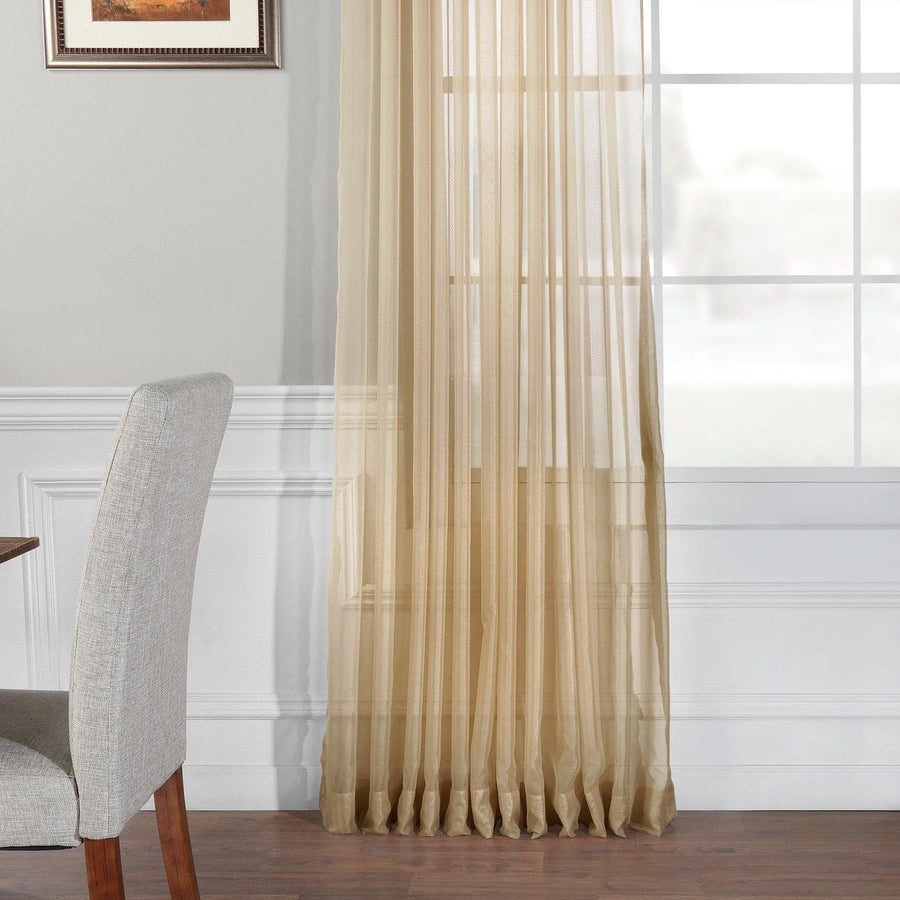 Soft Tan Extra Wide Voile Sheer Curtain - HalfPriceDrapes.com