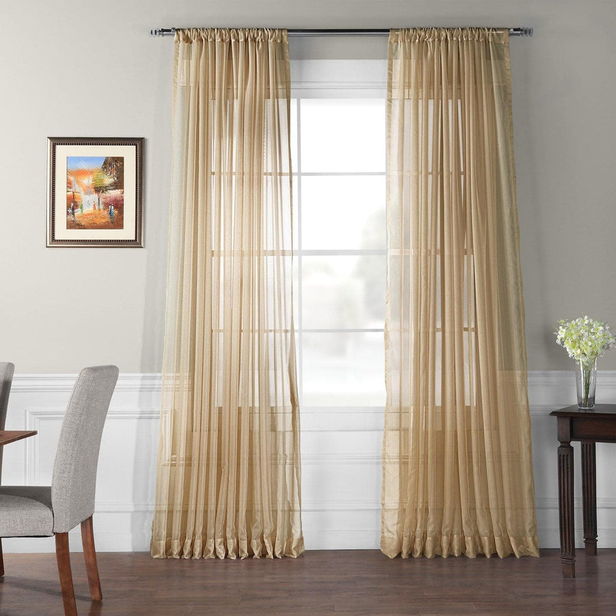 Soft Tan Extra Wide Voile Sheer Curtain - HalfPriceDrapes.com