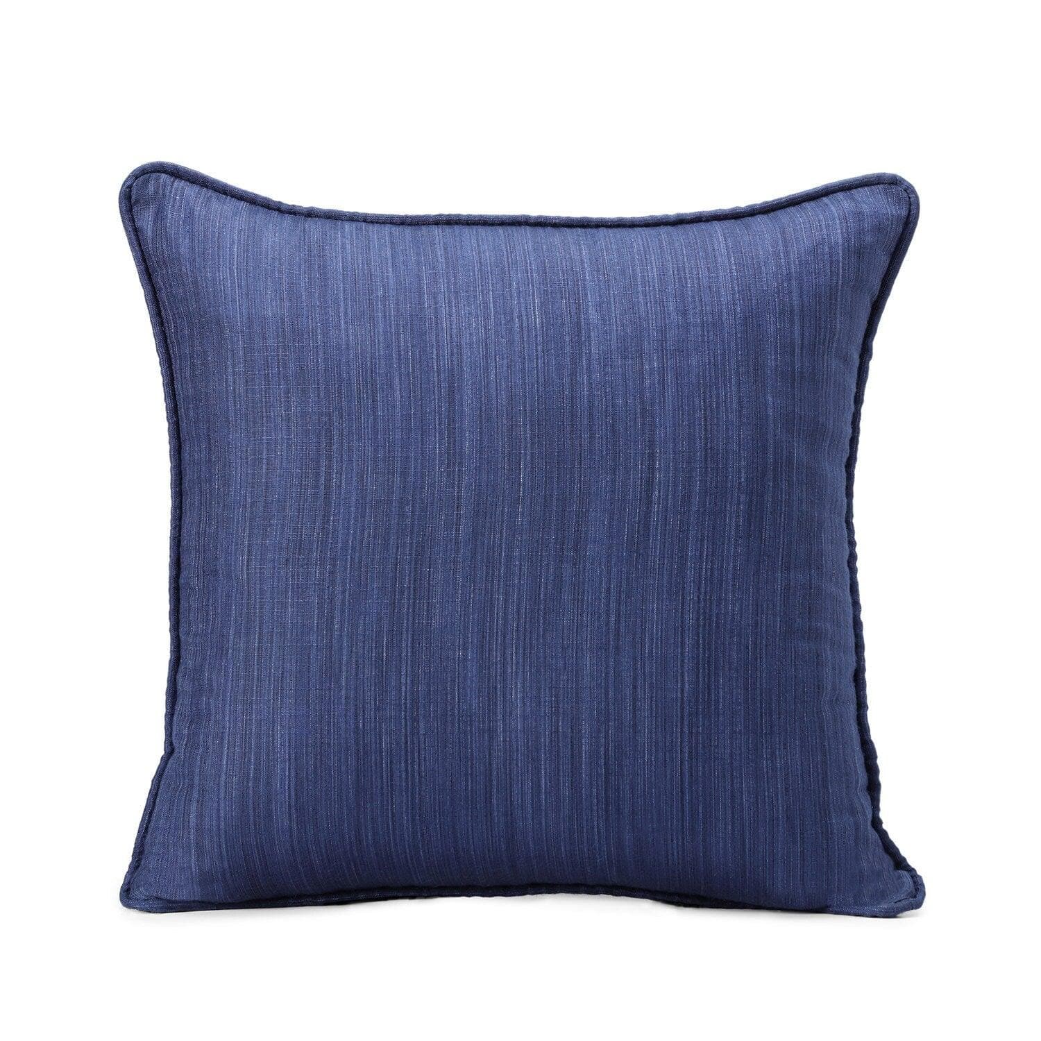 Prussian Blue Designer Shantung Faux Silk Cushion Covers - Pair