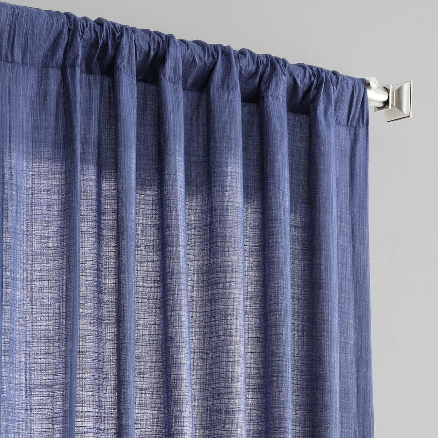 Prussian Blue Designer Shantung Faux Silk Curtain