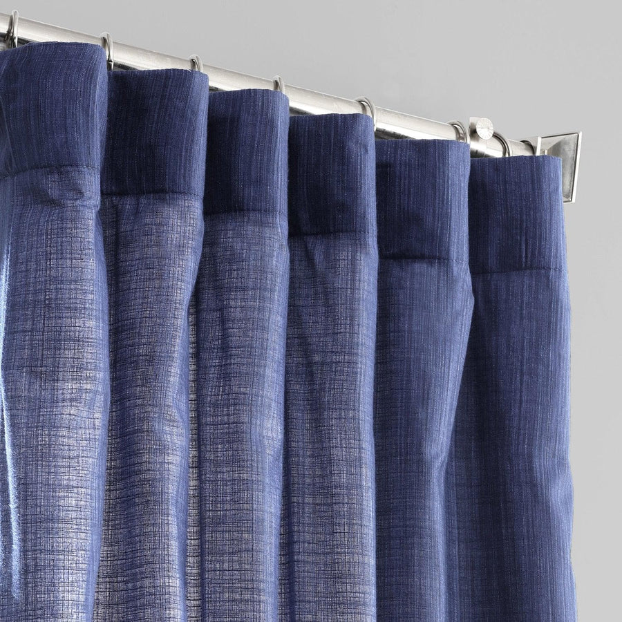 Prussian Blue Designer Shantung Faux Silk Curtain