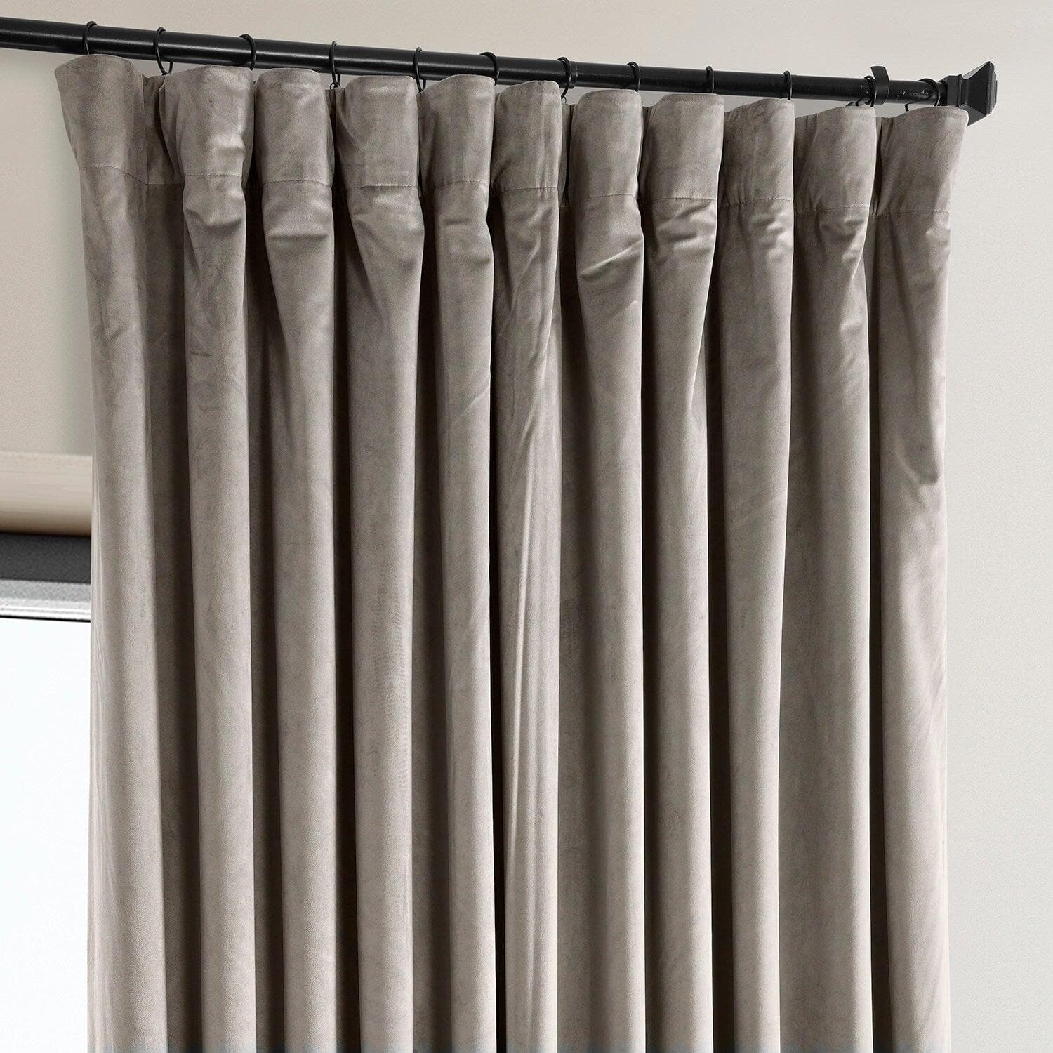 Library Taupe Extra Wide Signature Plush Velvet Hotel Blackout Curtain