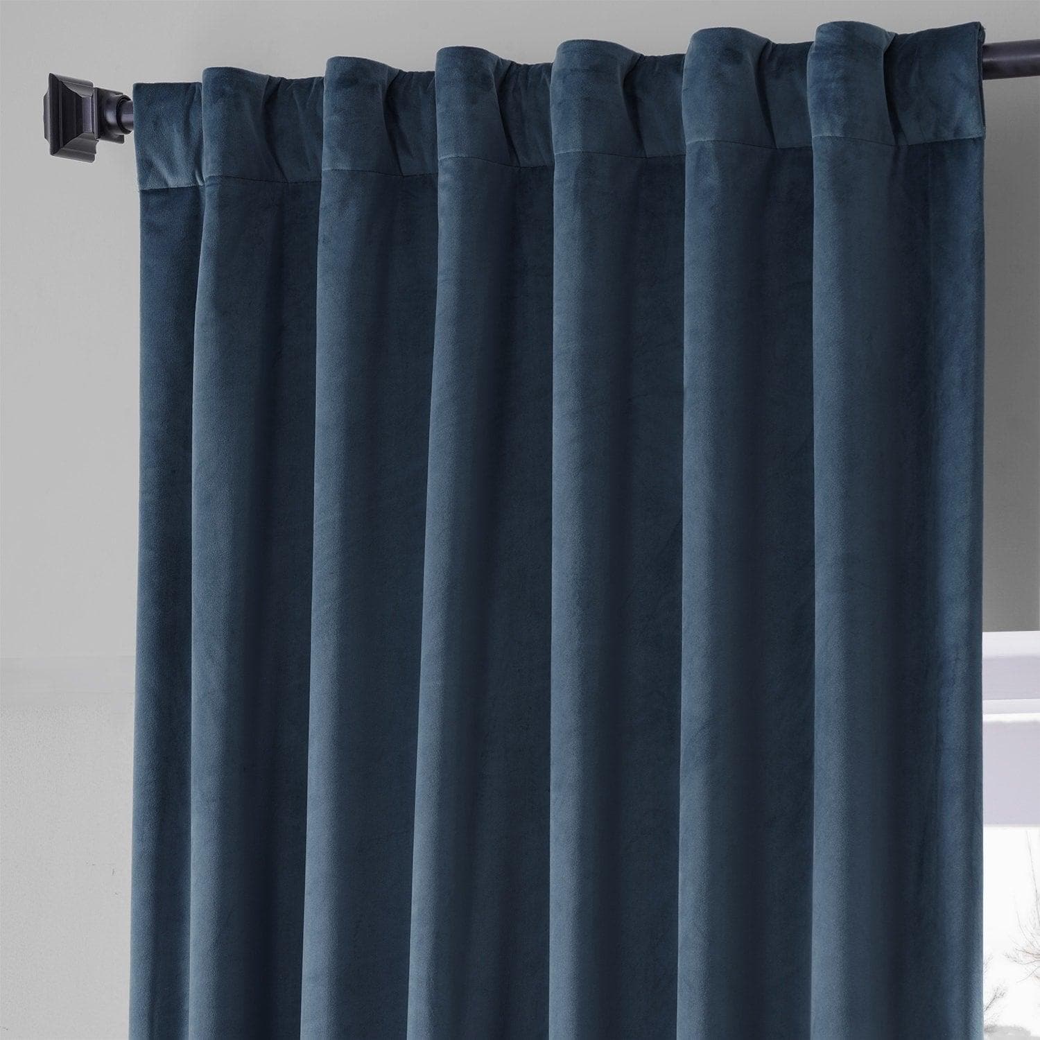 Varsity Blue Signature Plush Velvet Hotel Blackout Curtain