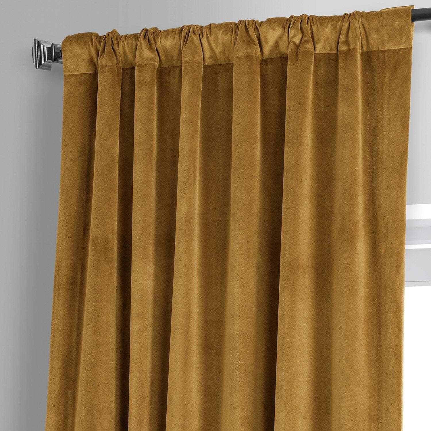 Apple Cider Gold Signature Plush Velvet Hotel Blackout Curtain